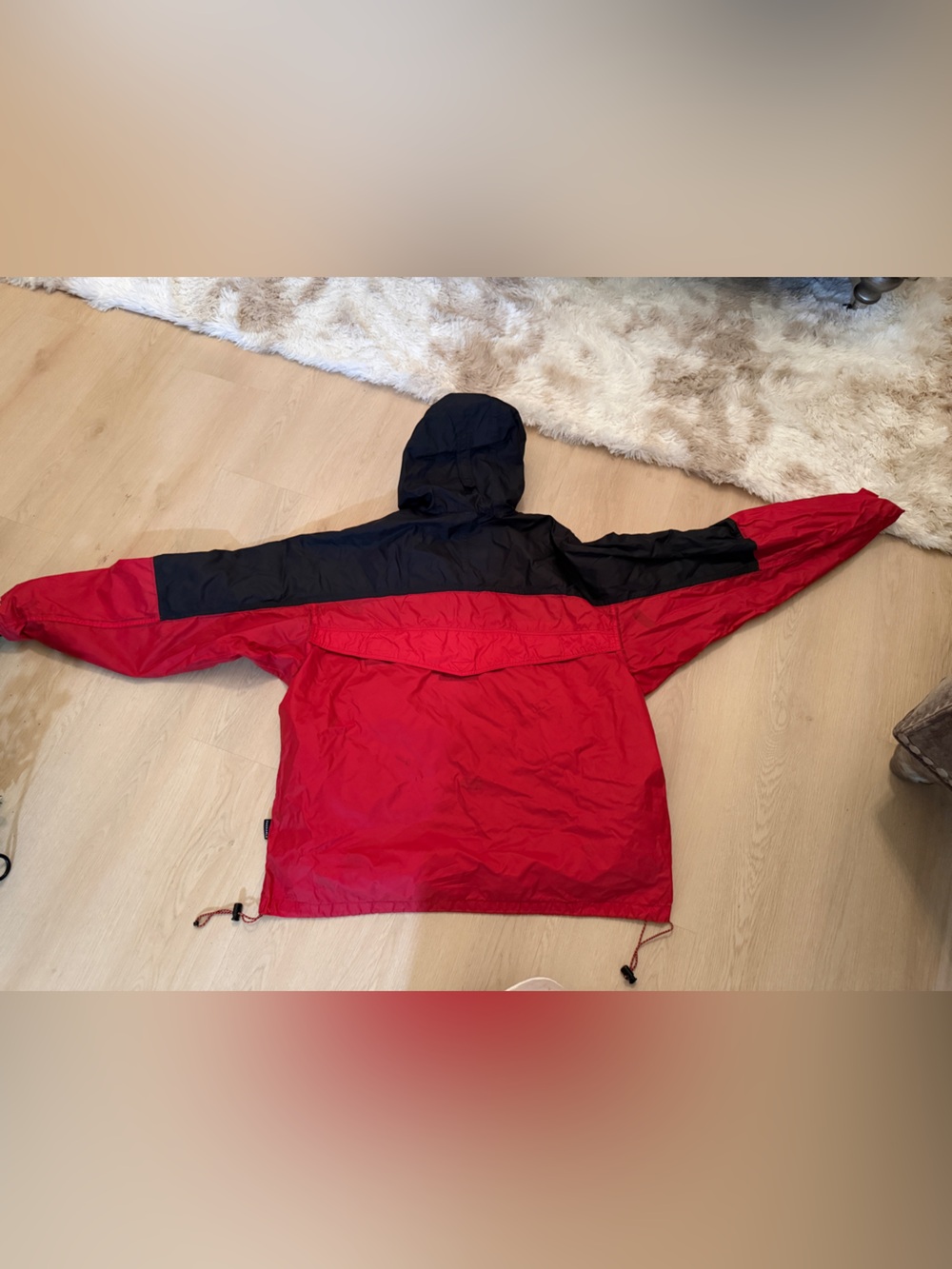 Columbia Red and Black Men's Hooded Windbreaker Pullover